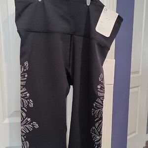 GAP Black Leggings with Silver Studded Leaf Accent